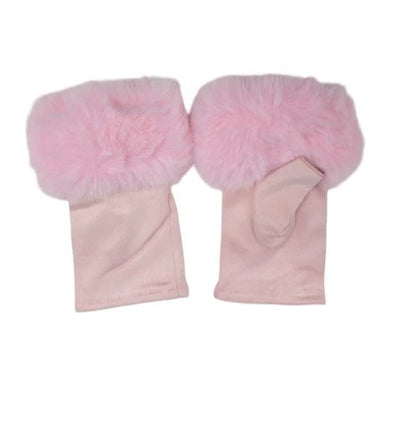 Women's Faux Suede Fingerless Gloves Fur Soft Warm Fleece Lined Mittens Gloves