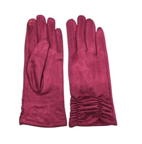 Women's Winter Gloves Faux Suede Soft Fleece Cozy Warm Ladies Fashion Gloves