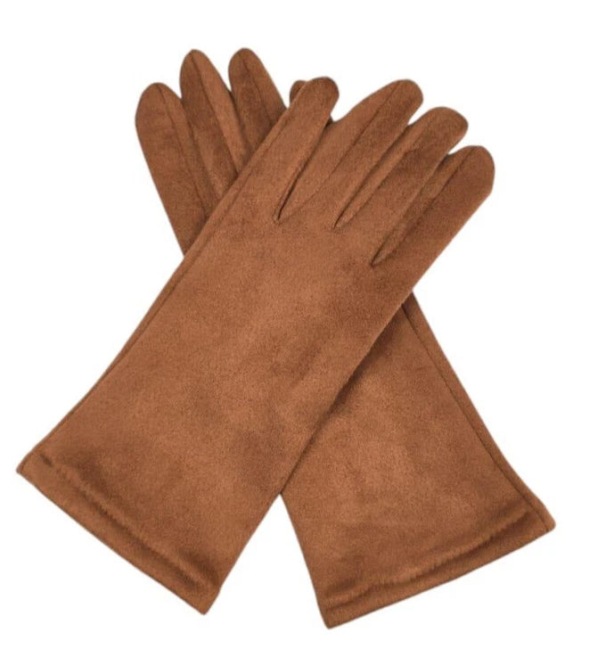 Women Plain Gloves Solid Colour Soft Cozy Warm Faux Suede Gloves  Fleece Touch Screen Gloves