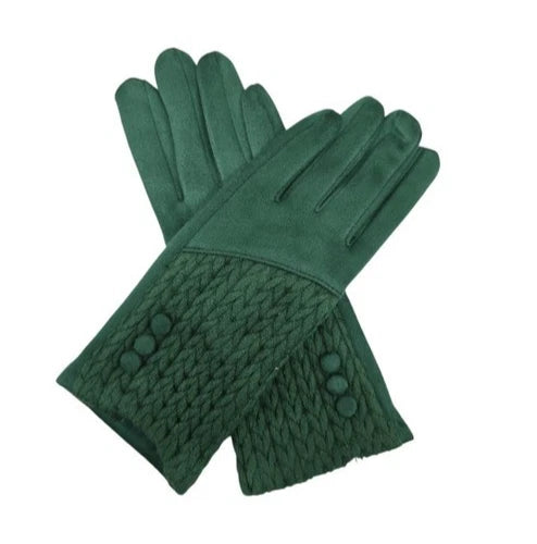 Women's Winter Gloves Buttons Pattern Cashmere Blend Soft Cozy Warm Ladies Fashion Gloves