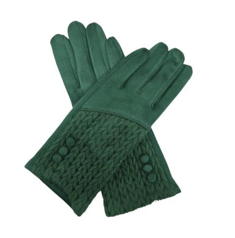 Women's Winter Gloves Buttons Pattern Cashmere Blend Soft Cozy Warm Ladies Fashion Gloves