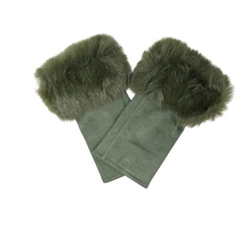Women's Faux Suede Fingerless Gloves Fur Soft Warm Fleece Lined Mittens Gloves