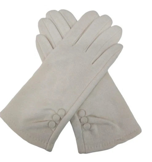 Women Plain Gloves Soft Comfy Lined Cosy Warm Winter Gloves Buttons Touch Screen