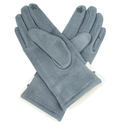 Women's Fleece Lined Cosy Winter Warm Gloves Ladies Faux Fur Cuffs Pom Pom Glove