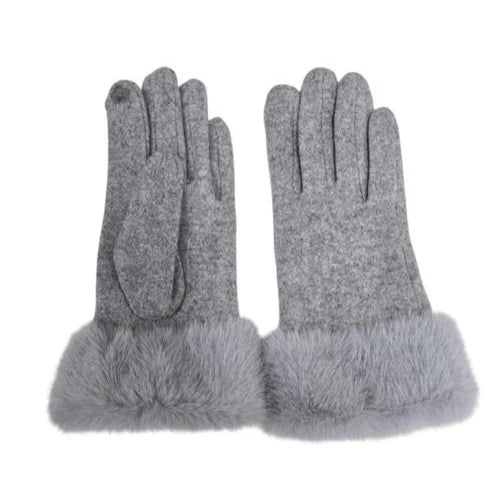 Women's Warm Winter Gloves Ladies Cashmere Blend Soft Faux Fur Cuffs Thermal Lined Touch Screen Gloves