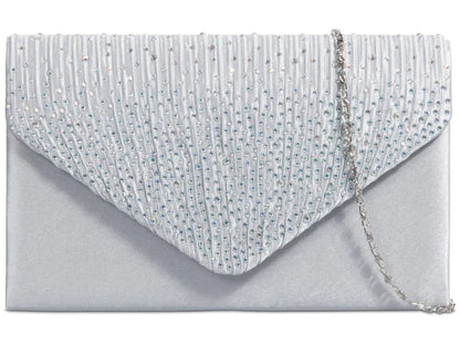 Women's Satin diamante Clutch Bag Evening Bridal Wedding Fashion Prom Handbag