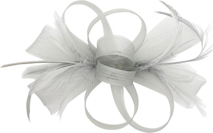 Loop Bow Fascinator With Feathers Flower Clip and Headband Wedding Races