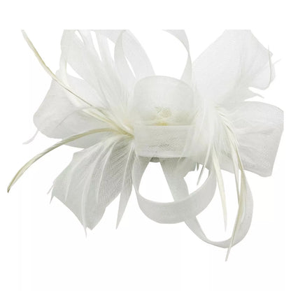 Loop Bow Fascinator With Feathers Flower Clip and Headband Wedding Races