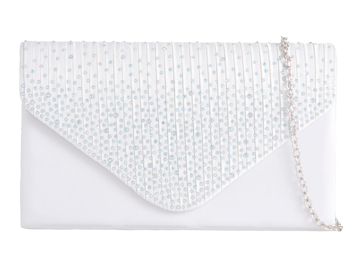 Women's Satin diamante Clutch Bag Evening Bridal Wedding Fashion Prom Handbag