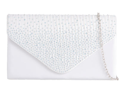 Women's Satin diamante Clutch Bag Evening Bridal Wedding Fashion Prom Handbag