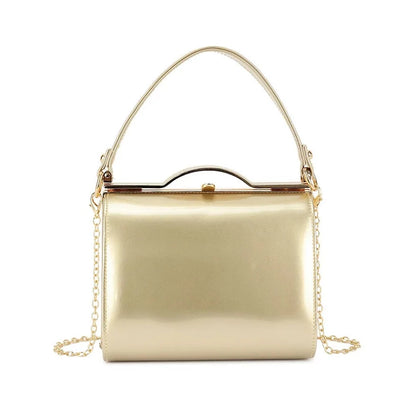 Patent Vintage Box Handbag Clutch Bag Top Handle Evening Bag For Women
