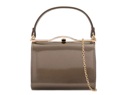 Patent Vintage Box Handbag Clutch Bag Top Handle Evening Bag For Women