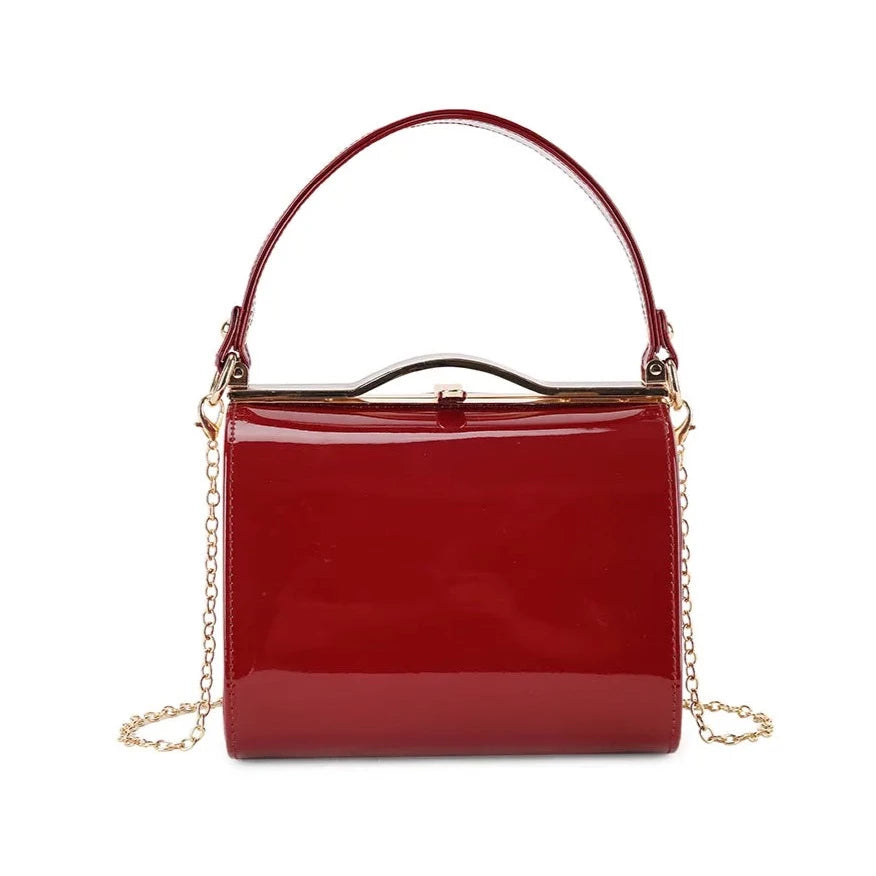 Patent Vintage Box Handbag Clutch Bag Top Handle Evening Bag For Women