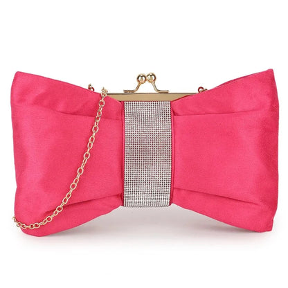 Satin Diamante Prom Party Evening Clutch Bag