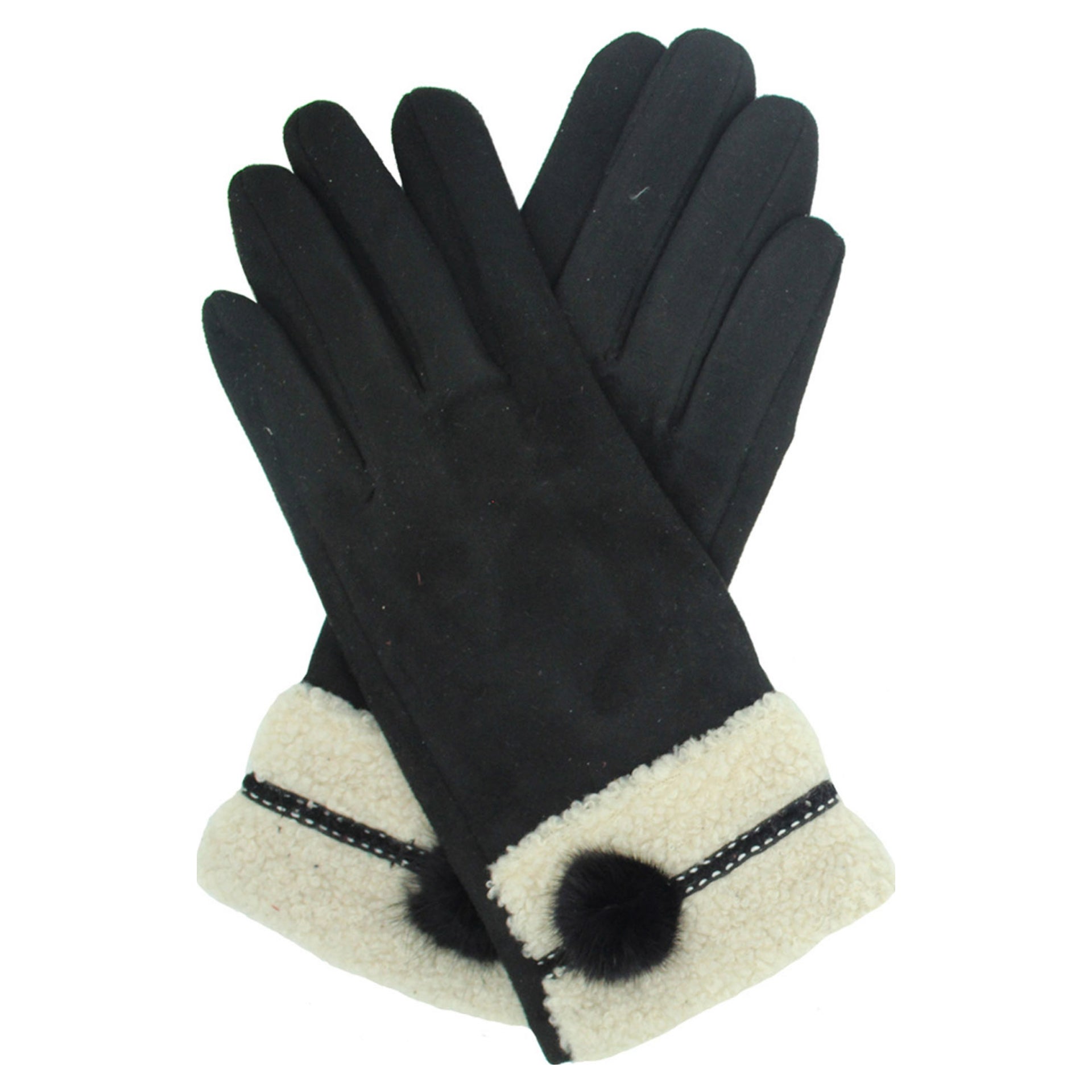 Fashion Cosy Faux Fur Pom Pom Gloves