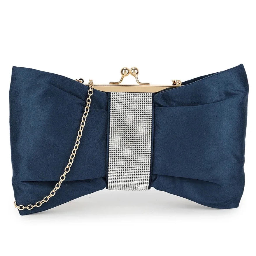 Satin Diamante Prom Party Evening Clutch Bag