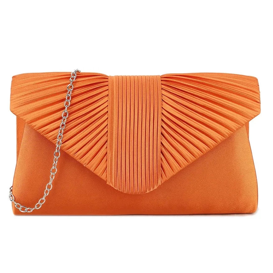 Pleated Satin Evening Clutch Bag