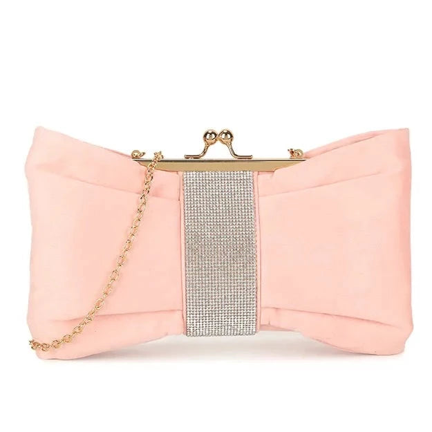 Satin Diamante Prom Party Evening Clutch Bag
