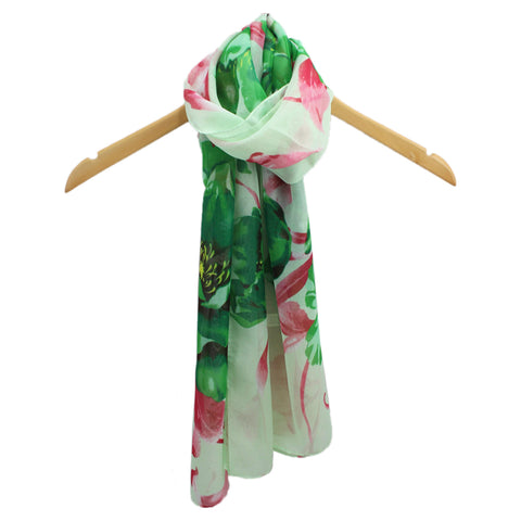 Printed Chiffon Scarf with Flower Pattern