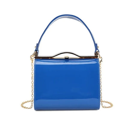 Patent Vintage Box Handbag Clutch Bag Top Handle Evening Bag For Women