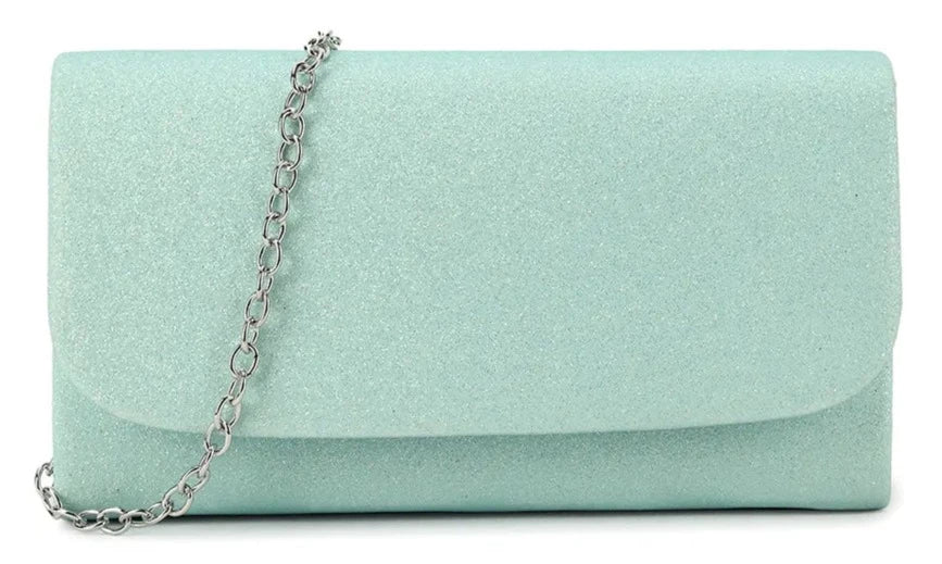 Glitter Metallic Sparkle Shimmer Envelope Clutch Bag - SERENITY 