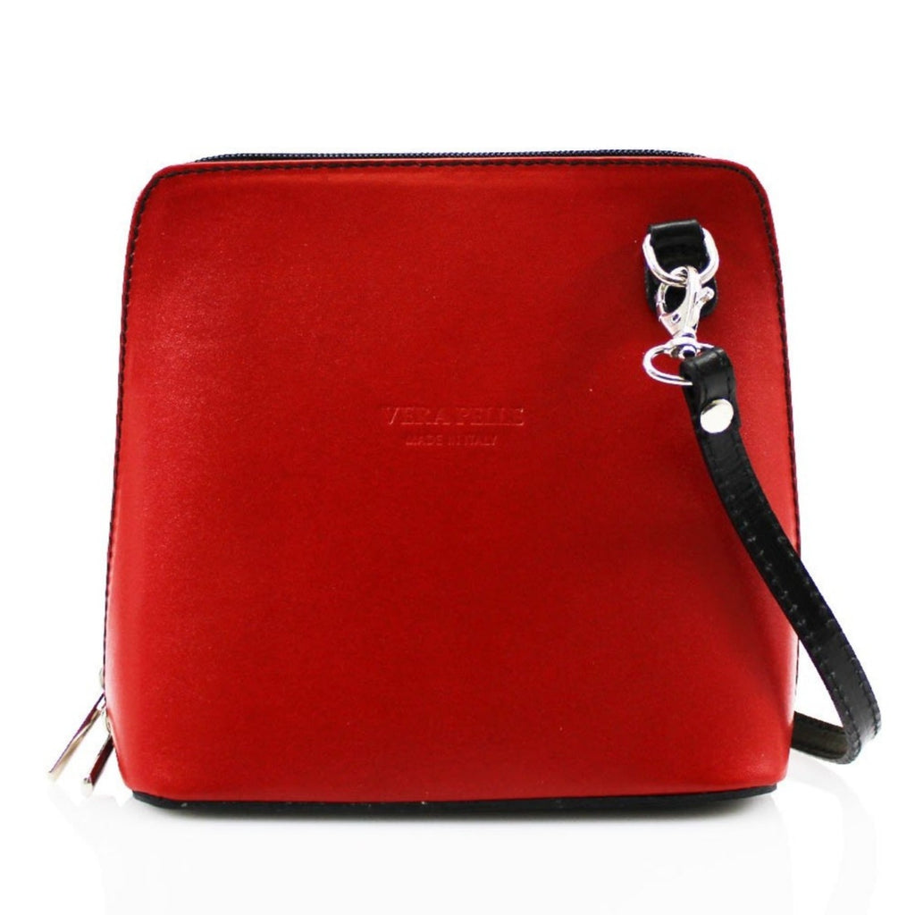 VP Real Leather Small Square Bag red