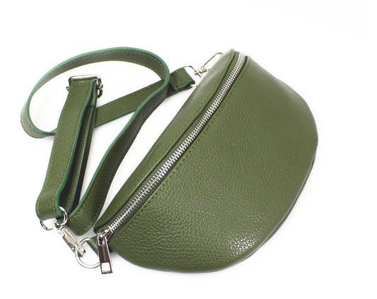 REAL LEATHER - Sling Bag/ Bum Bag Passport Bag