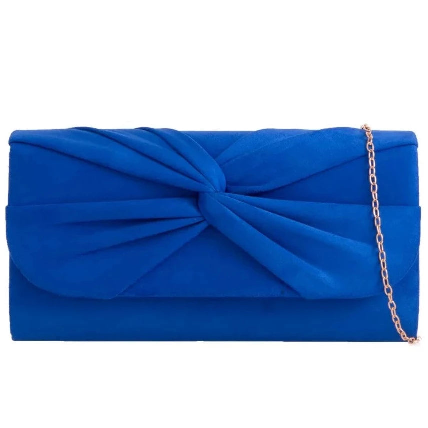 Pleated Suede Evening Clutch Bag
