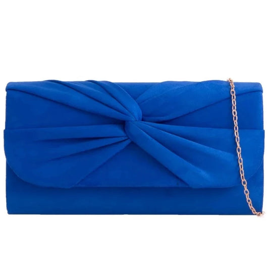 Pleated Suede Evening Clutch Bag