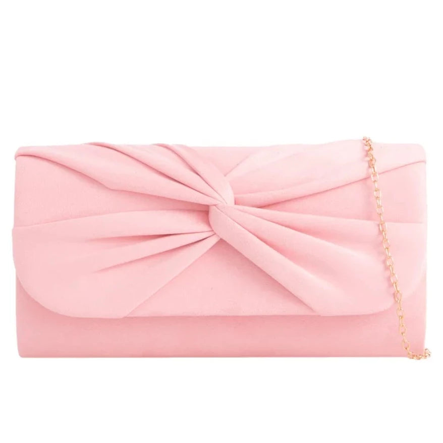 Pleated Suede Evening Clutch Bag