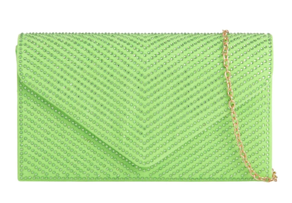 Women's Diamante Beaded Suede Envelope Clutch Bag Wedding Party Shoulder Evening Handbag