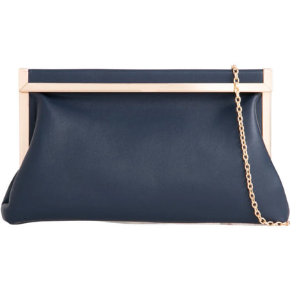 Women's Retro Style Metal Trim Faux Leather Clutch Bag Wedding Prom Evening Party Handbag