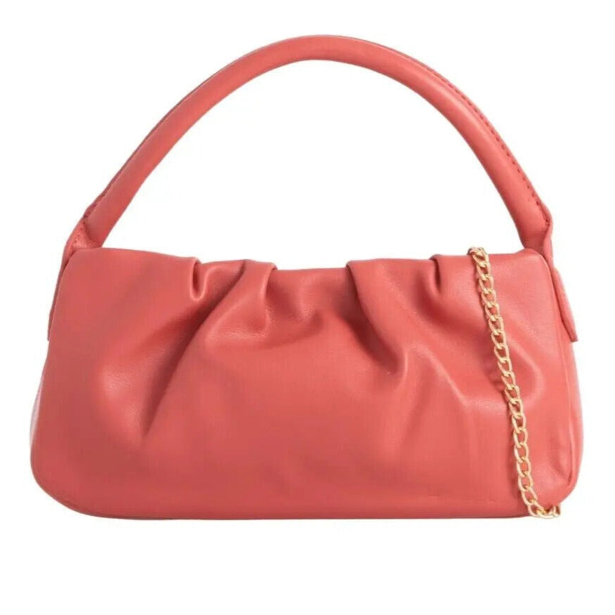 Faux Leather Top Handle Shoulder Designer Bag UK rust red