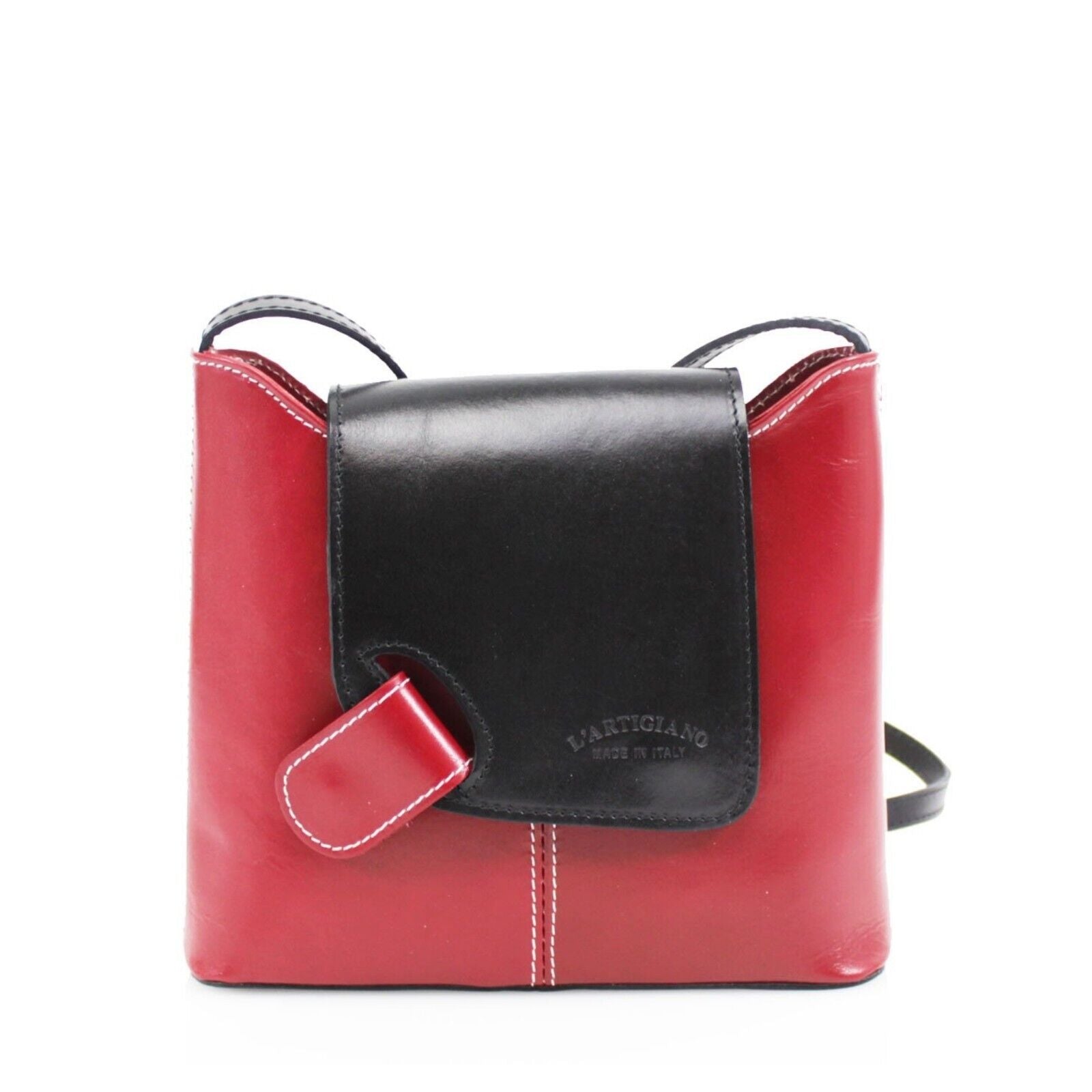 VERA PELLE Cascino Patent Italian Leather Crossbody Bag - A2Z UK